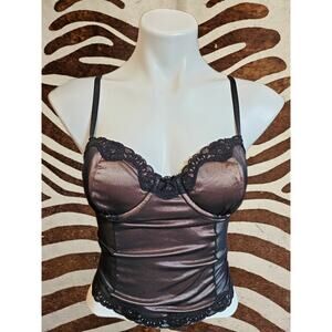 Vintage Seductive Wear Cinema Etoile Womens Size M Sheer Lace Black Corset Top